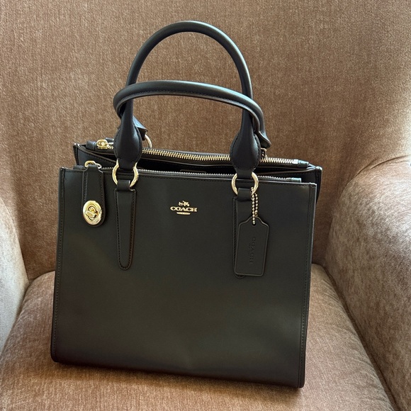 Coach Handbags - Coach Chocolate Brown Leather Satchel with Gold Accents